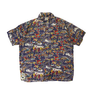 Vintage 40s 50s O' Henry Hawaiian novelty print button up shirt Size 15.5